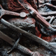 Melted swords on stone from out of HBO Max's upcoming show The House of the Dragon